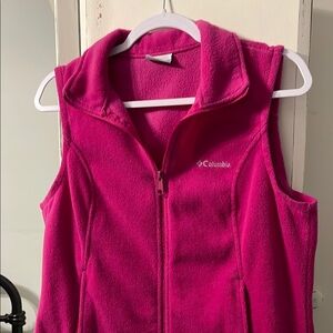 Columbia Pink Fleece Vest with Stand-Up Collar